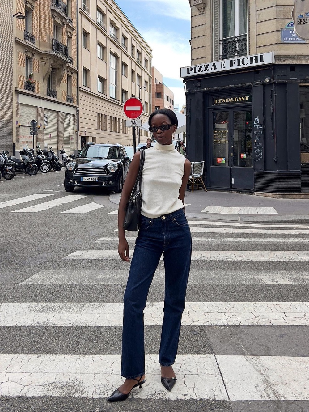 High-Rise Straight Jeans for Women in Dark Blue